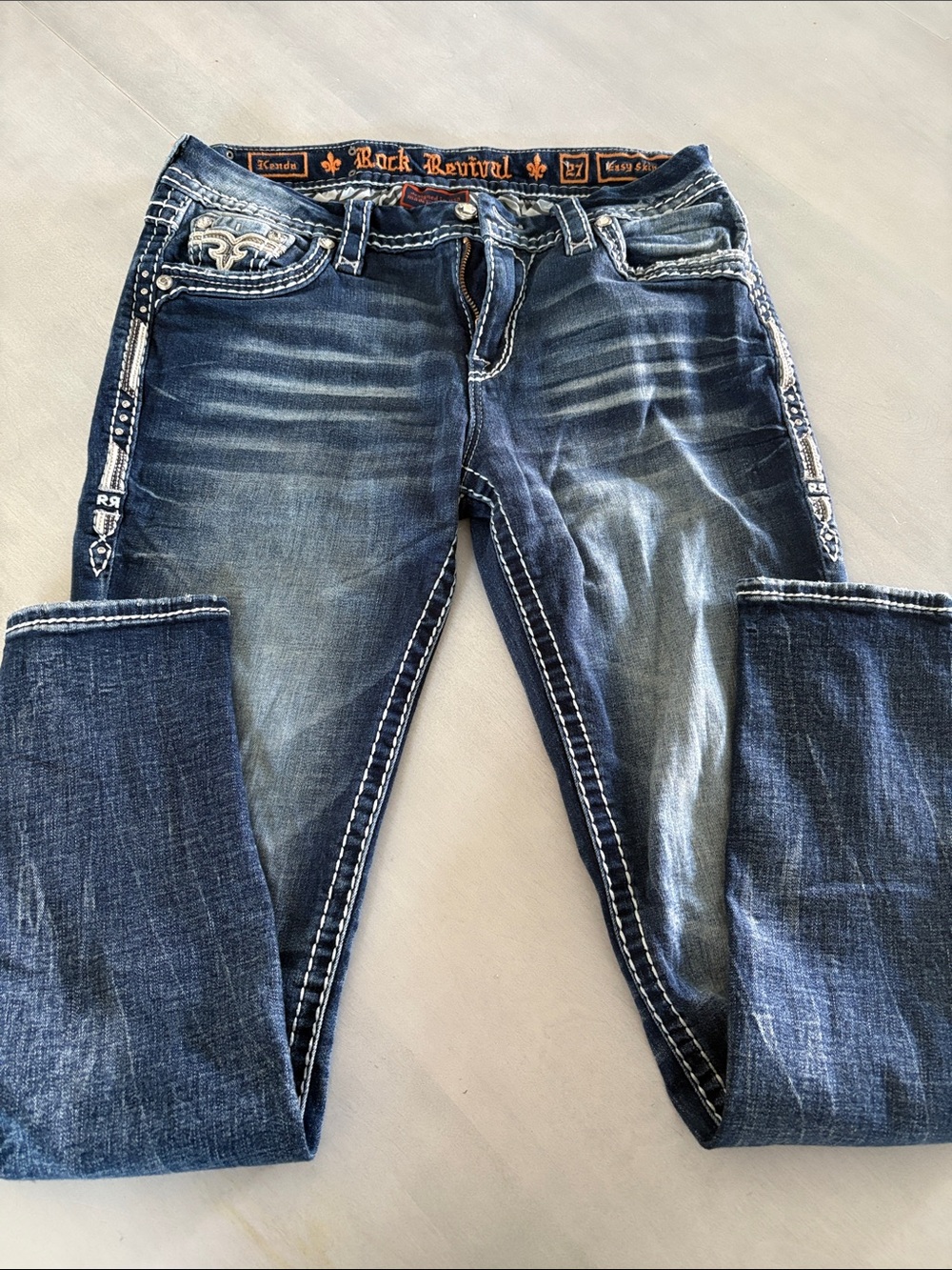 Rock Revival Women's Indigo Skinny Jeans with Contrast Stitching